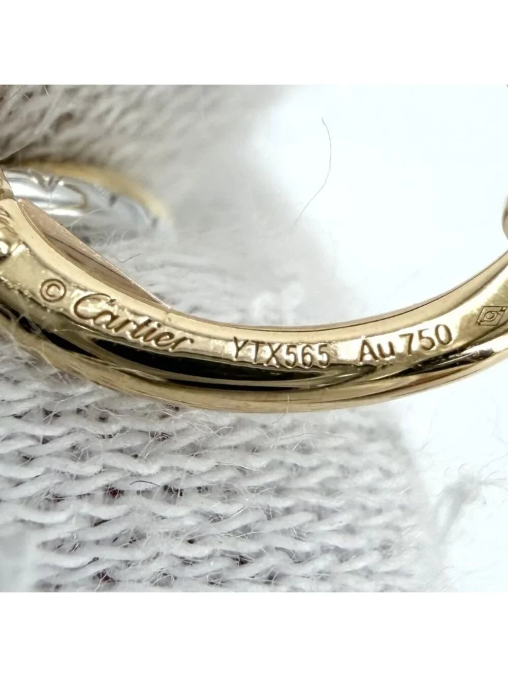 Cartier Earrings Trinity Hoop 18k Yellow Gold 18k Pink White